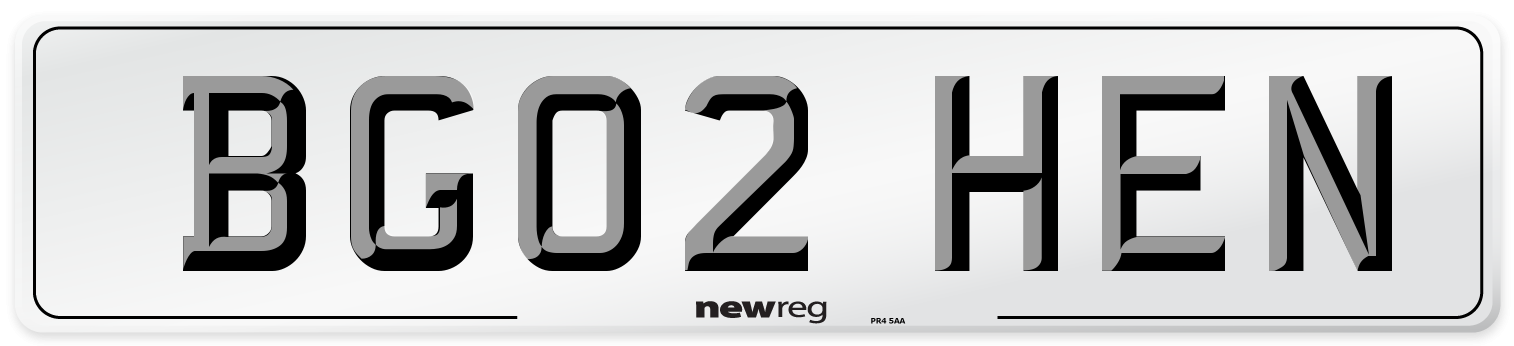 BG02 HEN Number Plate from New Reg